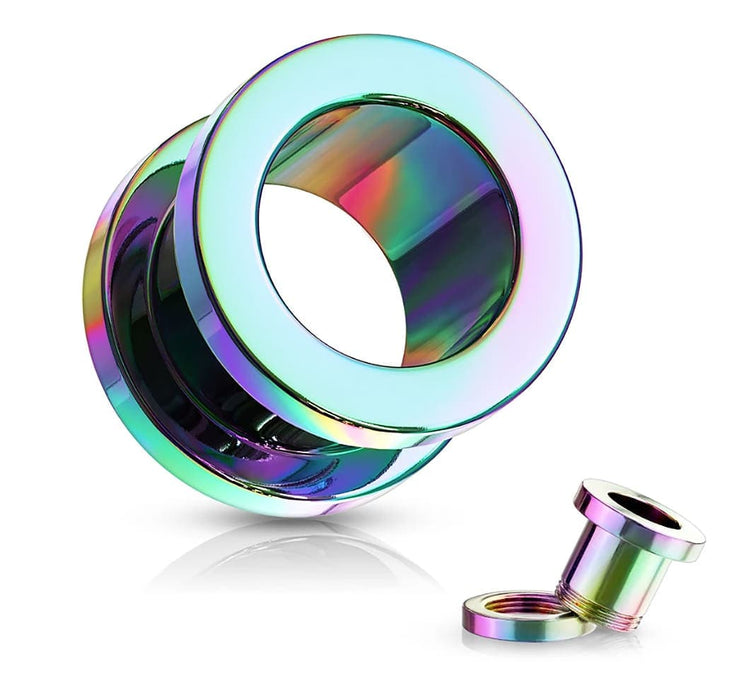 Rainbow Anodised Screw Fit Flesh Tunnel - Monster Piercing