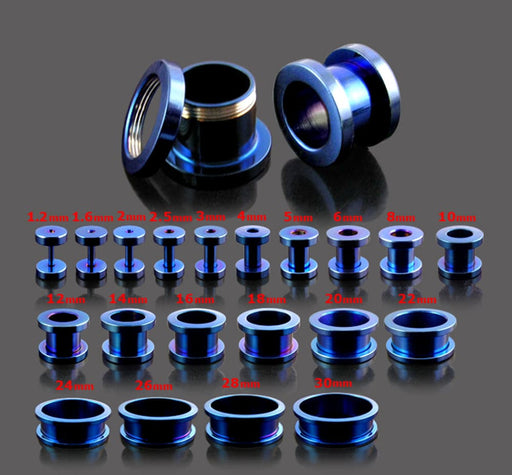 Dark Blue Screw Fit Flesh Tunnel - Monster Piercing