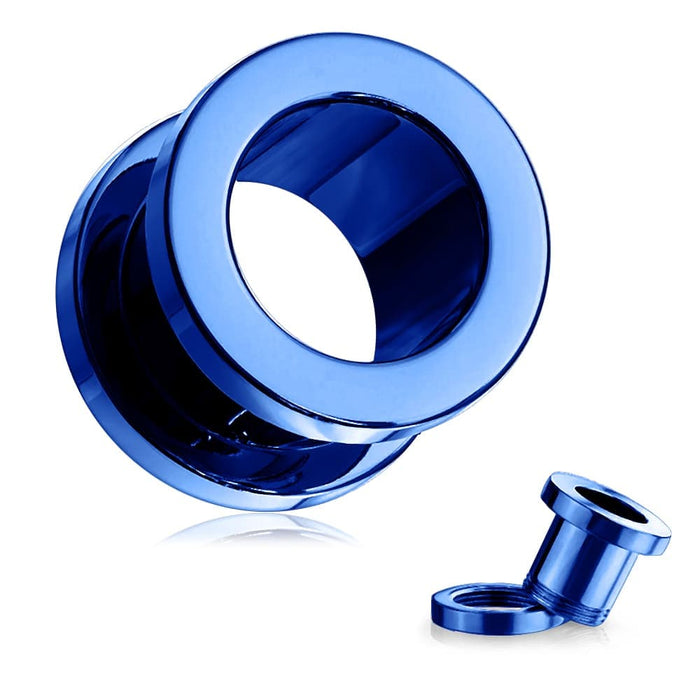 Dark Blue Screw Fit Flesh Tunnel - Monster Piercing