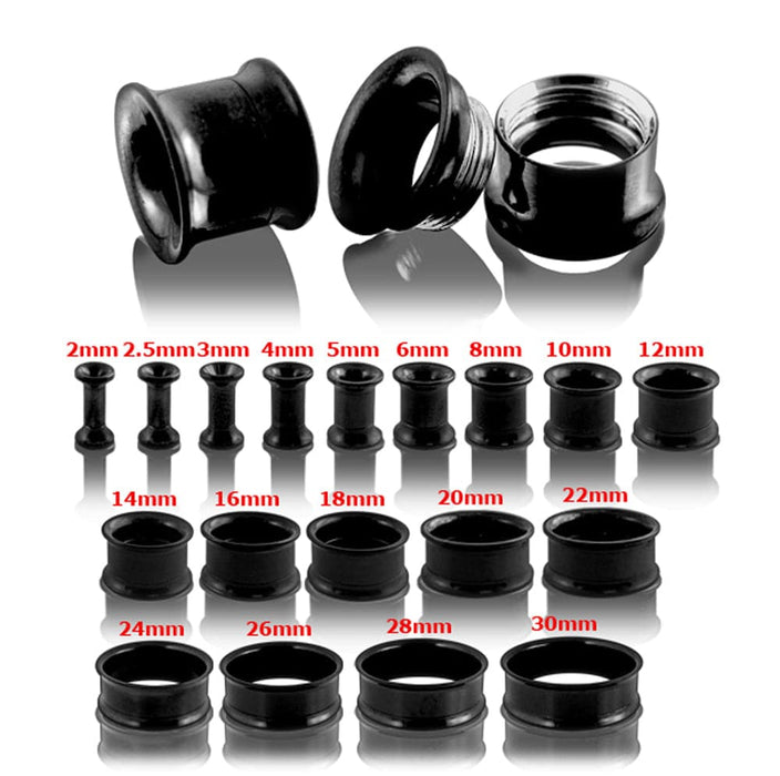 Blackline Internally Threaded Ear Flesh Tunnel - Monster Piercing