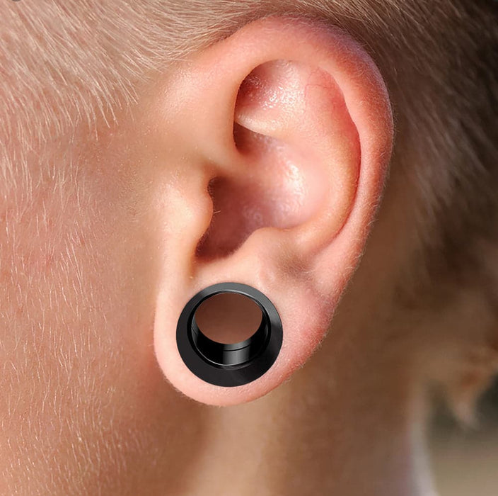 Blackline Internally Threaded Ear Flesh Tunnel - Monster Piercing