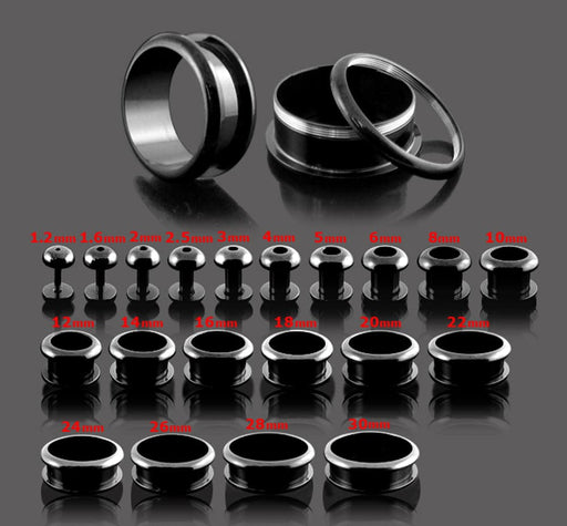 Blackline Screw Fit Ear Flesh Tunnel - Monster Piercing