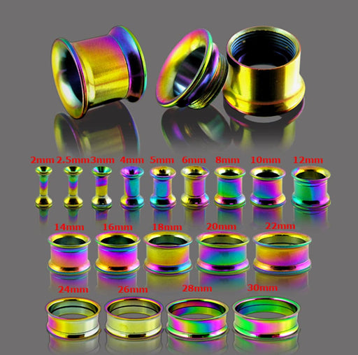 Rainbow Internally Threaded Ear Flesh Tunnel - Monster Piercing