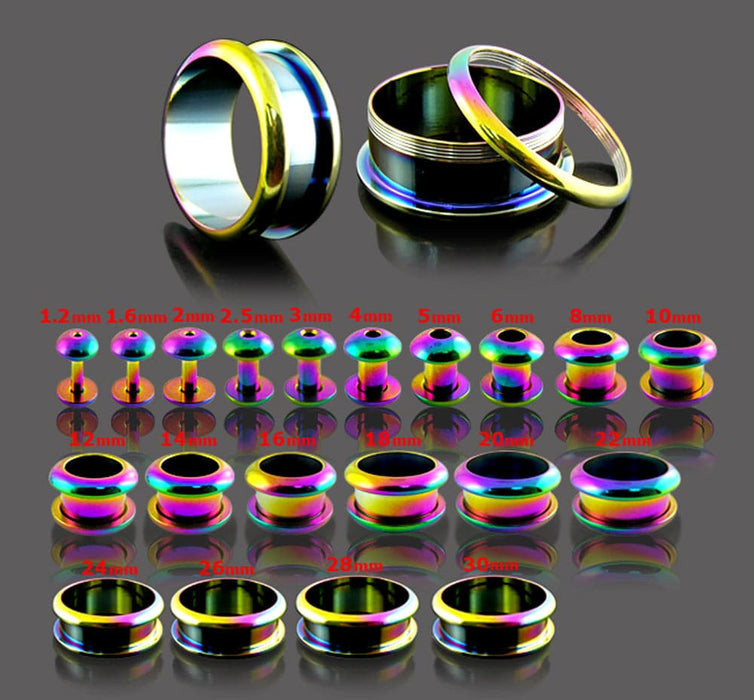 Rainbow Screw Fit Ear Flesh Tunnel - Monster Piercing