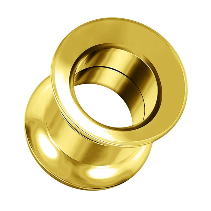 Gold Anodised Internally Threaded Ear Flesh Tunnel - Monster Piercing