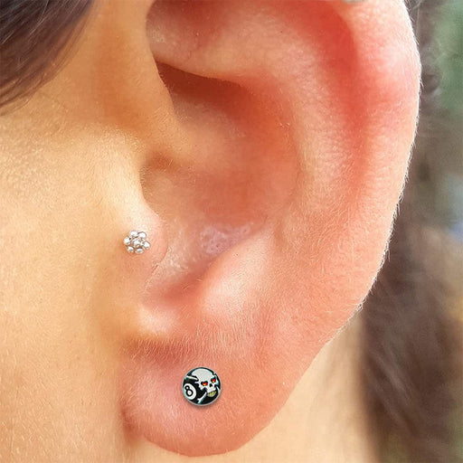 Internally threaded Skull Logo Ear Flesh Tunnel - Monster Piercing