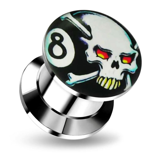 Internally threaded Skull Logo Ear Flesh Tunnel - Monster Piercing