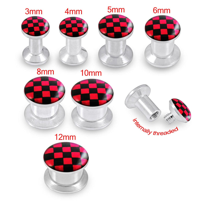 Internally threaded Checker Logo Ear Flesh Tunnel - Monster Piercing