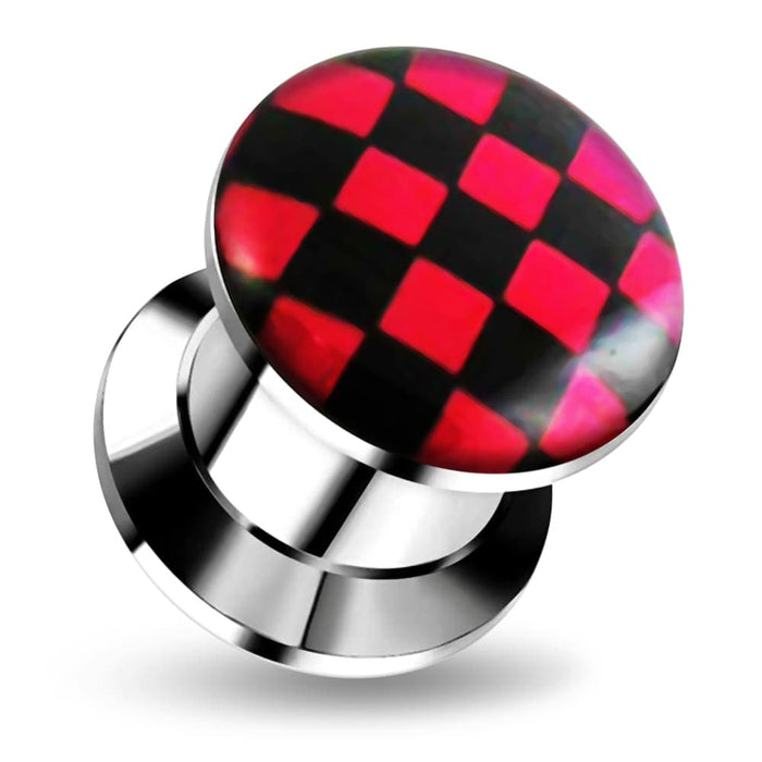 Internally threaded Checker Logo Ear Flesh Tunnel - Monster Piercing