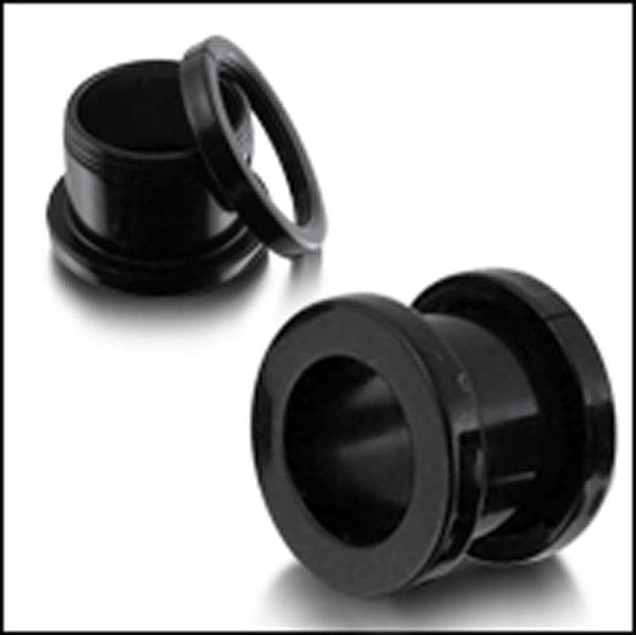 Screw Fit Black UV Ear Flesh Tunnel - Monster Piercing