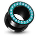 UV  Blue Zircon Colour Jeweled Ear Flesh Tunnel in Glue Setting - Monster Piercing