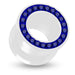 UV  Dark Blue Colour Jeweled White Ear Flesh Tunnel in Glue Setting - Monster Piercing