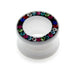 UV Multi Colour Jeweled White Ear Flesh Tunnel in Glue Setting - Monster Piercing