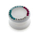 UV Multi Colour Jeweled White Ear Flesh Tunnel in Glue Setting - Monster Piercing