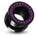 UV  Purple Colour Jeweled Ear Flesh Tunnel in Glue Setting - Monster Piercing