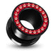 UV  Red Colour Jeweled Ear Flesh Tunnel in Glue Setting - Monster Piercing