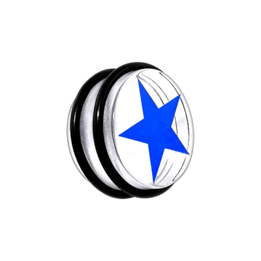 UV Fancy Coloured Star Ear Plug With 'O' Ring - Monster Piercing