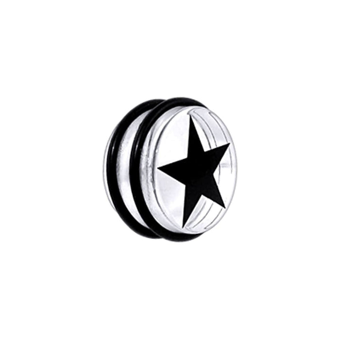 UV Fancy Coloured Star Ear Plug With 'O' Ring - Monster Piercing