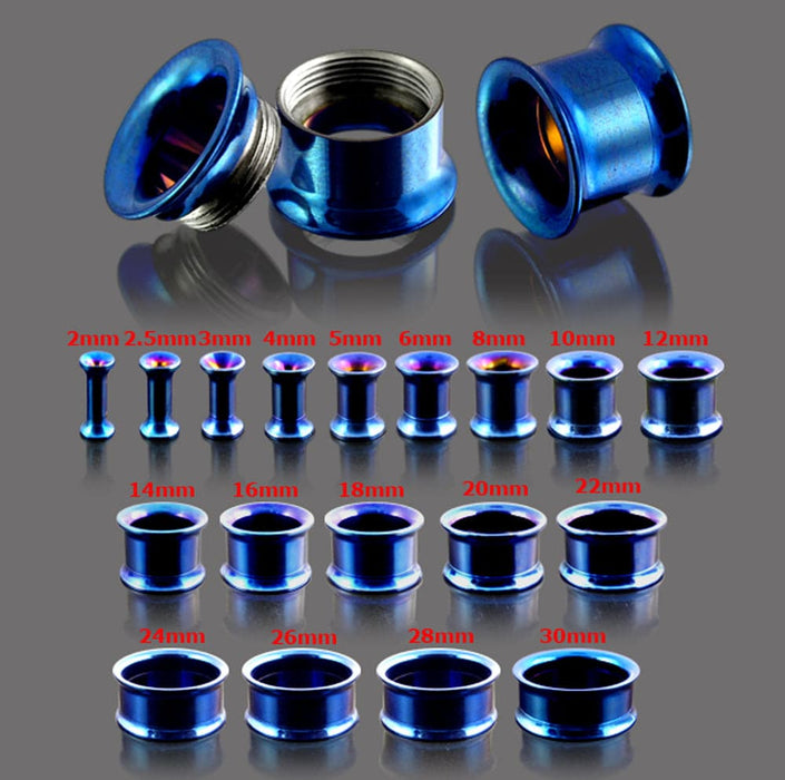 Dark Blue Internally Threaded Ear Flesh Tunnel - Monster Piercing