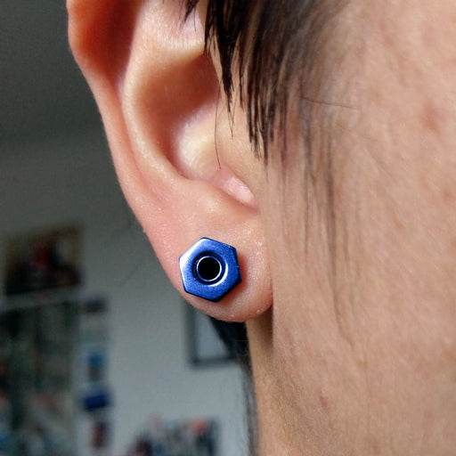 Hexagon Dark Blue Ear Flesh Tunnel - Monster Piercing