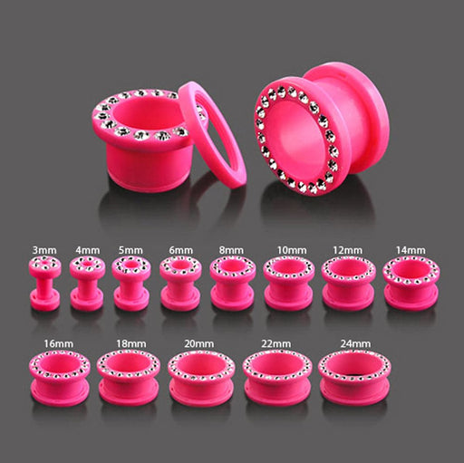 UV Pink Multi Jeweled Ear Flesh Tunnel - Monster Piercing