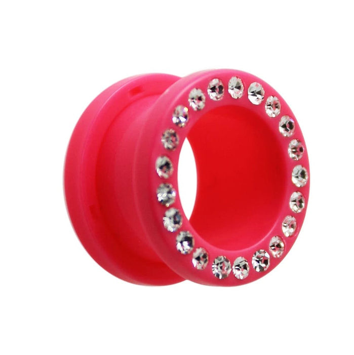 UV Pink Multi Jeweled Ear Flesh Tunnel - Monster Piercing