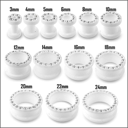 UV White Multi Jeweled Ear Flesh Tunnel - Monster Piercing