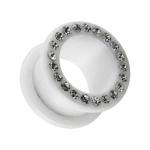 UV White Multi Jeweled Ear Flesh Tunnel - Monster Piercing