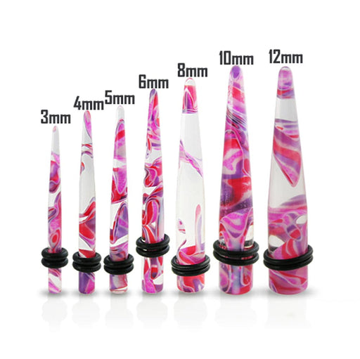 Pink Color UV Marble Straight Ear Stretcher - Monster Piercing