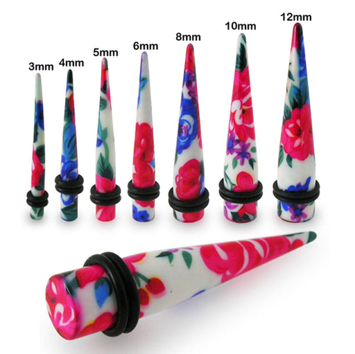 Flower Print Straight Ear Expander - Monster Piercing