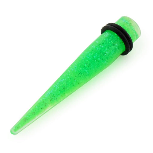 Lime Green Glittering Straight Ear Expander - Monster Piercing