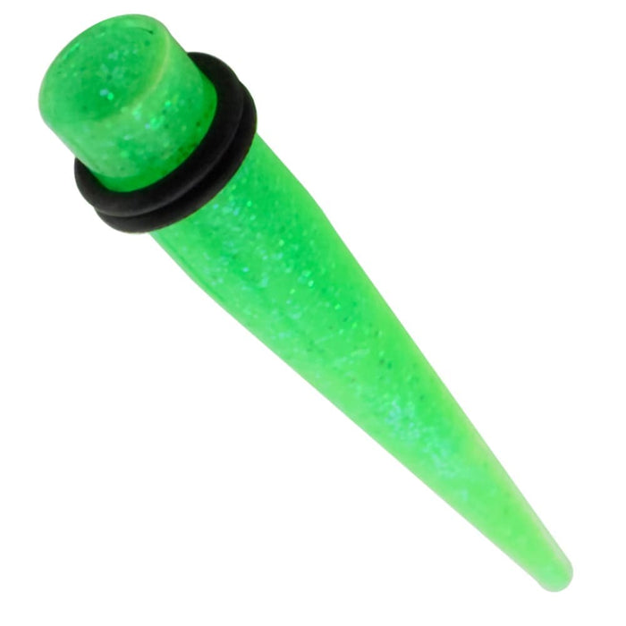 Lime Green Glittering Straight Ear Expander - Monster Piercing