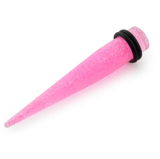 Pink Glittering Straight Ear Expander - Monster Piercing