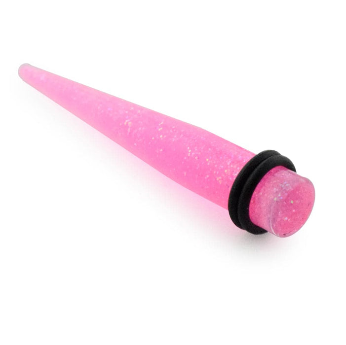 Pink Glittering Straight Ear Expander - Monster Piercing