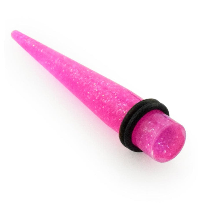 Fuschia Glittering Straight Ear Expander - Monster Piercing