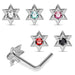 925 Sterling Silver 5pcs Jewelled Star L-Bend Nose Stud Box - Monster Piercing