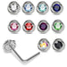 925 Sterling Silver 10pcs Round CZ Jewelled L-Bend Nose Stud Box - Monster Piercing