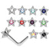 925 Sterling Silver 10pcs CZ Jewelled Star L-Bend Nose Stud Box - Monster Piercing