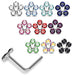 925 Sterling Silver 10pcs Jewelled Floral Flower L-Bend Nose Stud Box - Monster Piercing