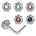 925 Sterling Silver 5pcs CZ Jewelled Flower L-Bend Nose Stud Box - Monster Piercing