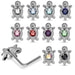 925 Sterling Silver 10pcs CZ Jewelled Turtle L-Bend Nose Stud Box - Monster Piercing