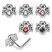 925 Sterling Silver 5pcs CZ Jewelled Spider  L-Bend Nose Stud Box - Monster Piercing