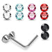 925 Sterling Silver 5pcs Double CZ Jewelled L-Bend Nose Stud Box - Monster Piercing