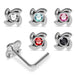 925 Sterling Silver 5pcs CZ Jewelled Swirl Design L-Bend Nose Stud Box - Monster Piercing