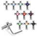 925 Sterling Silver 10pcs CZ Jewelled Cross L-Bend Nose Stud Box - Monster Piercing