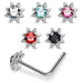 925 Sterling Silver 5pcs CZ Jewelled Sun L-Bend Nose Stud Box - Monster Piercing