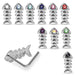 925 Sterling Silver 10pcs CZ Jewelled Fish Bone  Design L-Bend  Nose Stud Box - Monster Piercing