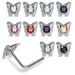 925 Sterling Silver 10pcs CZ Jewelled Butterfly  L-Bend Nose Stud Box - Monster Piercing