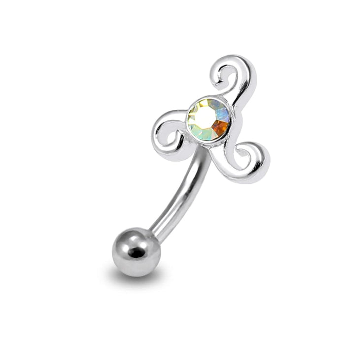 Jewelled Tribal Celtic Curved Barbell Eyebrow | Rook | Bridge Ring - Monster Piercing