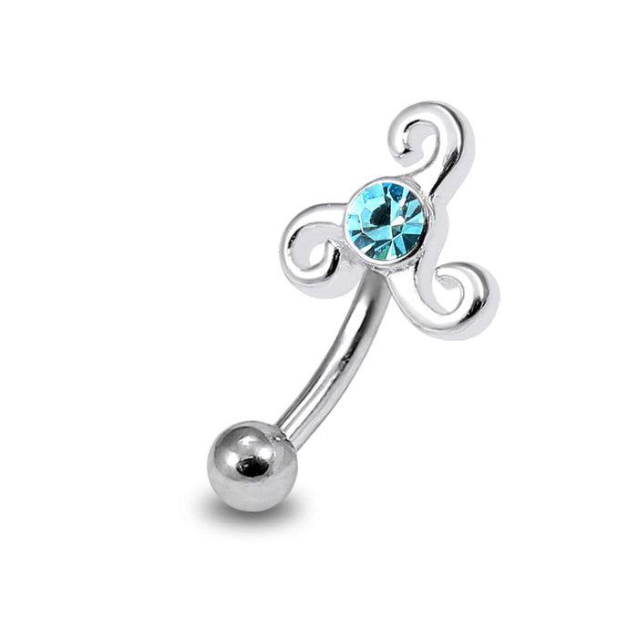 Jewelled Tribal Celtic Curved Barbell Eyebrow | Rook | Bridge Ring - Monster Piercing